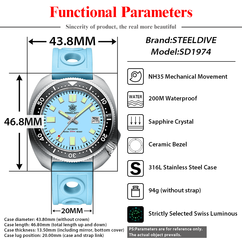 STEELDIVE SD1974 New 43.8mm Pi - đánh giá và giá Seiko Watch Prospex