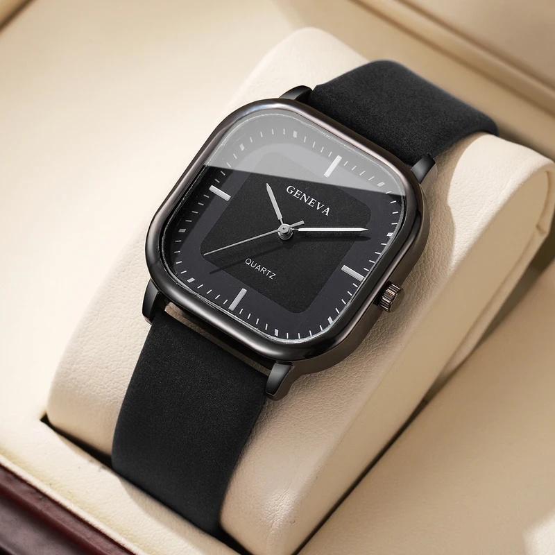 Fashionable Classic Square Dia - đánh giá và giá Leather Watch Band Men